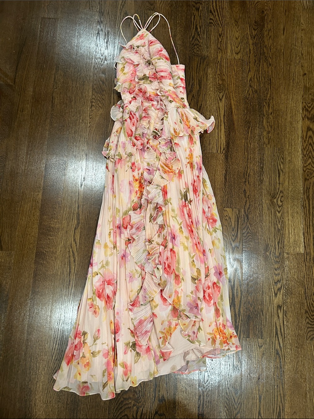 Azazi Allier Hatsu Bouquet Floral Ruffle Maxi Dress